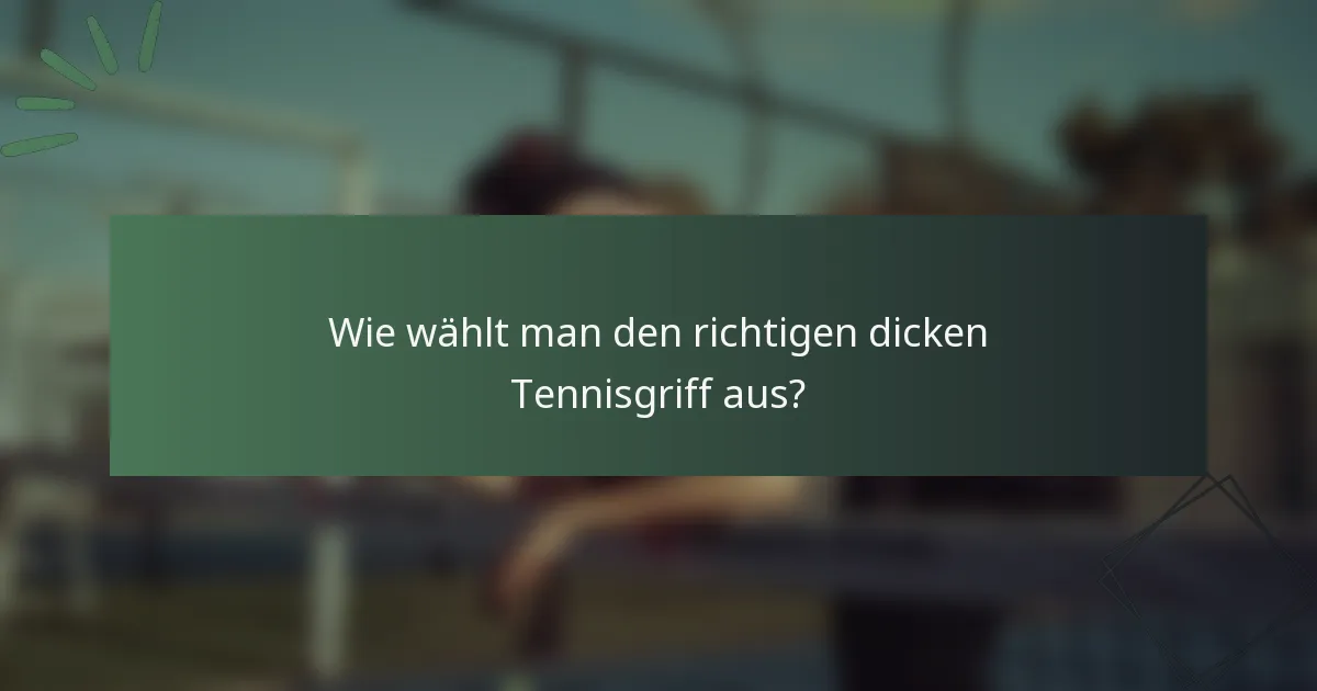 Wie wählt man den richtigen dicken Tennisgriff aus?